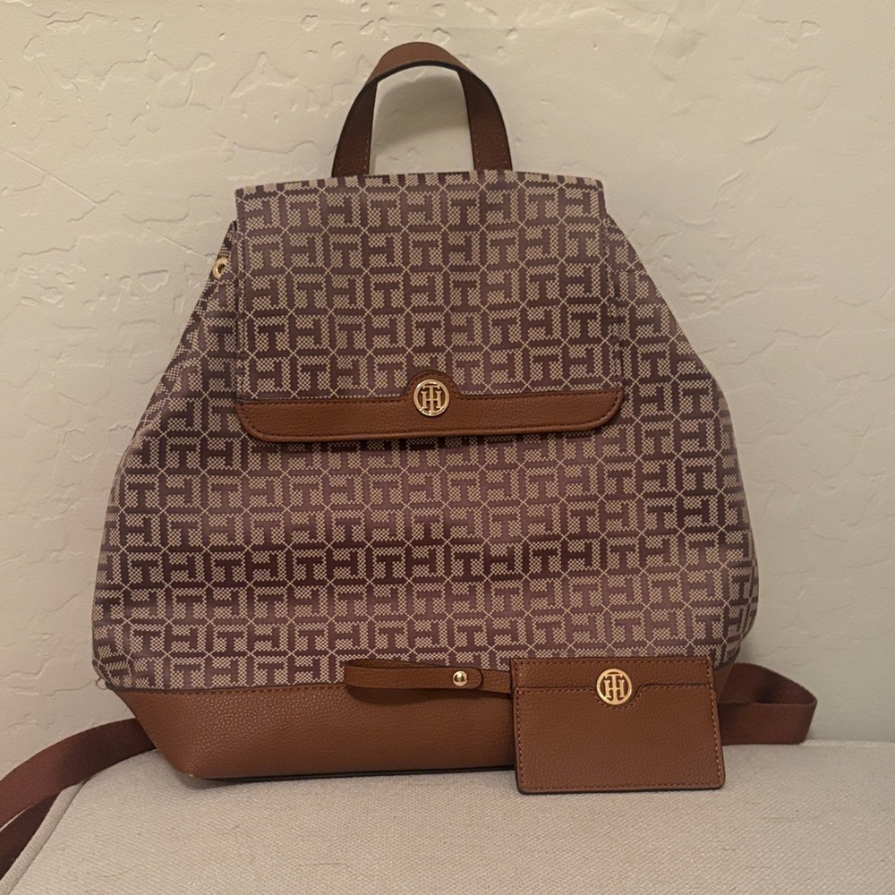 Tommy Hilfiger Brown Geometric Women's Backpack